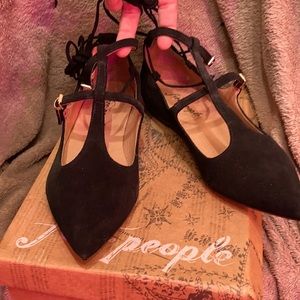 Free People Isabella black suede lace up flat